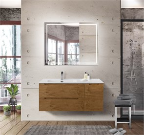 {{photo.Alt || photo.Description || 'Тумба с раковиной подвесная с двумя ящиками и одной дверцей BelBagno ETNA 100 Rovere Nature левая, раковина белая'}}