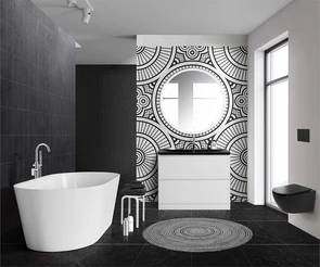 {{photo.Alt || photo.Description || 'Тумба с раковиной напольная BelBagno ALBANO 100 Bianco Lucido, раковина чёрная'}}