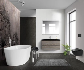 {{photo.Alt || photo.Description || 'Тумба с раковиной подвесная BelBagno ALBANO 100 Pino Scania, раковина чёрная'}}