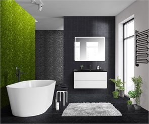 {{photo.Alt || photo.Description || 'Тумба с раковиной подвесная BelBagno ALBANO 100 Bianco Lucido, раковина чёрная'}}