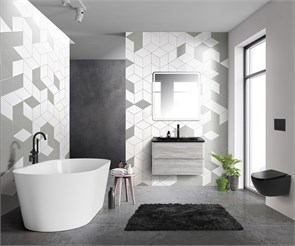 {{photo.Alt || photo.Description || 'Тумба с раковиной подвесная BelBagno ALBANO 80 Rovere Vintage Bianco, раковина чёрная'}}