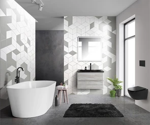 {{photo.Alt || photo.Description || 'Тумба с раковиной подвесная BelBagno ALBANO 80 Rovere Vintage Bianco, раковина чёрная'}}