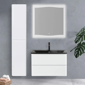 {{photo.Alt || photo.Description || 'Тумба с раковиной подвесная BelBagno ALBANO 80 Bianco Lucido, раковина чёрная'}}