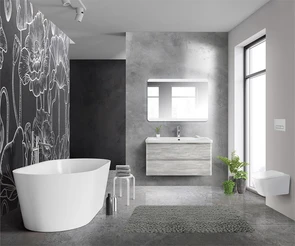 {{photo.Alt || photo.Description || 'Тумба с раковиной подвесная BelBagno ALBANO 100 Rovere Vintage Bianco, раковина белая'}}