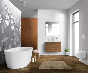 {{photo.Alt || photo.Description || 'Тумба с раковиной подвесная BelBagno ALBANO 80 Rovere Rustico, раковина белая'}}