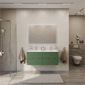 {{photo.Alt || photo.Description || 'Тумба с раковиной подвесная с четырьмя ящиками CEZARES DUET-N 120 Фисташковый Софт, раковина белая с двумя чашами CZR-8073-120-2'}}