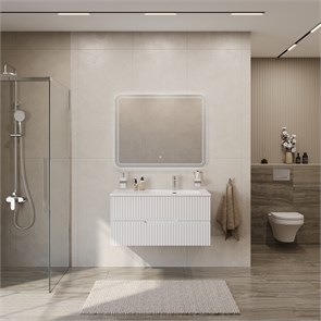 {{photo.Alt || photo.Description || 'Тумба с раковиной подвесная с двумя ящиками, правосторонняя CEZARES DUET-N 100 Bianco Lucido, раковина белая CZR-8095-100-R'}}