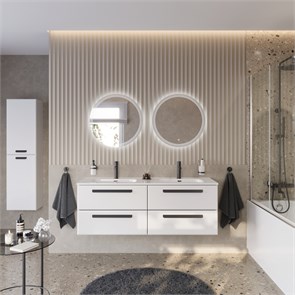 {{photo.Alt || photo.Description || 'Тумба с раковиной подвесная с четырьмя ящиками CEZARES ECO-CER-N 140 Bianco Lucido, раковина белая с двумя чашами CZR-8095-140-2'}}