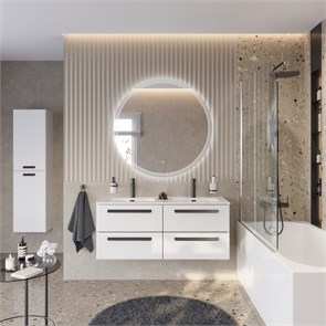 {{photo.Alt || photo.Description || 'Тумба с раковиной подвесная с четырьмя ящиками CEZARES ECO-CER-N 120 Bianco Lucido, раковина белая с двумя чашами CZR-8073-120-2'}}