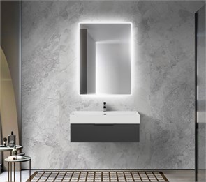 {{photo.Alt || photo.Description || 'Тумба с раковиной подвесная и одним выдвижным ящиком CEZARES PREMIUM 90 Plisse Nero opaco, раковина белая'}}