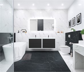 {{photo.Alt || photo.Description || 'Тумба с раковиной подвесная на две чаши CEZARES BELLAGIO 140 Grafite'}}