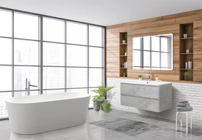 {{photo.Alt || photo.Description || 'Тумба с раковиной подвесная BelBagno ALBANO-CER 105 Cemento Verona Grigio, раковина белая'}}