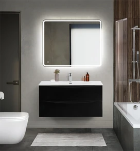 {{photo.Alt || photo.Description || 'Тумба с раковиной подвесная BelBagno MARINO-CER-MINI 100 Nero Lucido, раковина белая'}}