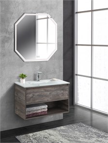 {{photo.Alt || photo.Description || 'Тумба c раковиной подвесная с одним ящиком и одной открытой полкой BelBagno KRAFT 80 Pino Pasadena, раковина белая'}}