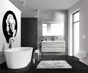 {{photo.Alt || photo.Description || 'Тумба с раковиной подвесная BelBagno ALBANO 120 Rovere Vintage Bianco, раковина чёрная'}}