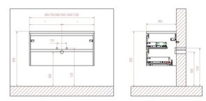 Тумба с раковиной подвесная BelBagno PIETRA 80 Stucco Cemento Leggero, раковина белая PIETRA-800-2C-SO-ST