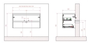 Тумба с раковиной подвесная BelBagno PIETRA 60 Stucco Cemento Leggero, раковина белая PIETRA-600-2C-SO-ST