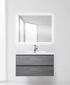 Тумба с раковиной подвесная BelBagno LUCE 100 Stucco Cemento, раковина белая LUCE-1000-2C-SO-SCM;BB1000AB