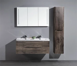 {{photo.Alt || photo.Description || 'Тумба с раковиной подвесная на две чаши BelBagno ANCONA-N 120 Rovere Moro, раковина белая'}}