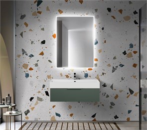 {{photo.Alt || photo.Description || 'Тумба с раковиной подвесная и одним выдвижным ящиком CEZARES PREMIUM 90 Plisse Verde opaco, раковина белая'}}