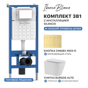 {{photo.Alt || photo.Description || 'Комплект 3в1 IBERICA BLANCA инсталляция SILENCIO, унитаз BURGOS ALTO белый, кнопка смыва INOX-R золото матовое (IB001.BRA.234.1503)'}}