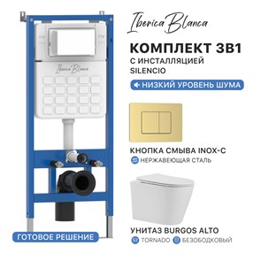 {{photo.Alt || photo.Description || 'Комплект 3в1 IBERICA BLANCA инсталляция SILENCIO, унитаз BURGOS ALTO белый, кнопка смыва INOX-C золото матовое (IB001.BRA.234.1150)'}}