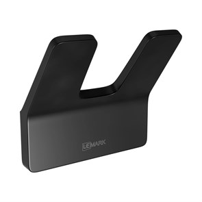 {{photo.Alt || photo.Description || 'Крючок двойной Lemark SMOOTH LINE для полотенец и халатов, чёрный матовый (9712005)'}}