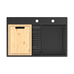 {{photo.Alt || photo.Description || 'Кухонная мойка Lemark IORDANA 780 прямоугольная из нержавеющей стали с аксессуарами в комплекте: ролл-мат, коландер, разделочная доска цвет: чёрный матовый (9932120)'}}