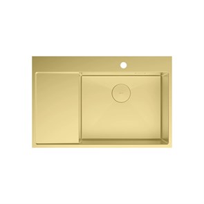 {{photo.Alt || photo.Description || 'Кухонная мойка Lemark KEZADRA 780P прямоугольная с крылом из нержавеющей стали (чаша СПРАВА) цвет: светлое золото (9938154)'}}