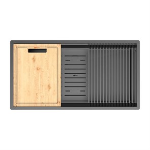 {{photo.Alt || photo.Description || 'Кухонная мойка Lemark TABAGA 820 прямоугольная из нержавеющей стали с аксессуарами в комплекте: ролл-мат, коландер, разделочная доска цвет: графит (9936135)'}}