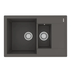 {{photo.Alt || photo.Description || 'Кухонная мойка Lemark RAMZA 760 врезная прямоугольная с доп.чашей и крылом из кварцгранита цвет: Серый шёлк (9910041)'}}