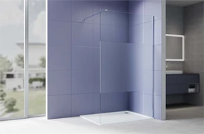 {{photo.Alt || photo.Description || 'AQ.WI.140.3CH Душевая перегородка Walk in с держателем 1400x2000 профиль хром, стекло прозрачное с матовой полосой 8мм'}}