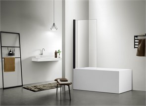 {{photo.Alt || photo.Description || 'AQ DEL SBA 08015BL Шторка на ванну, одноэлементная, поворотная 800X1500 профиль черный, стекло прозрачное'}}