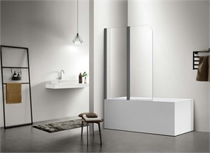 {{photo.Alt || photo.Description || 'Шторка на ванну "Дельта" двухэлементная, поворотная 150х100, оружейная сталь'}}