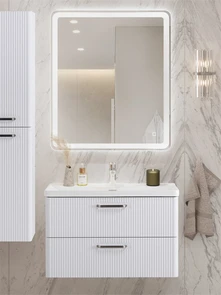 {{photo.Alt || photo.Description || 'Тумба с раковиной подвесная BelBagno DUE 80 Белый металлик, ручки - Матовый атласный никель'}}
