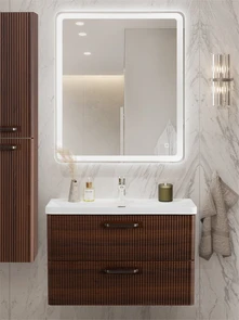 {{photo.Alt || photo.Description || 'Тумба с раковиной подвесная BelBagno DUE 80 Noce, ручки - Матовый тёмный никель'}}