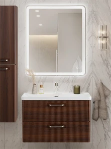 {{photo.Alt || photo.Description || 'Тумба с раковиной подвесная BelBagno DUE 80 Noce, ручки - Матовый атласный никель'}}