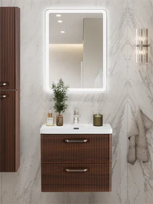 {{photo.Alt || photo.Description || 'Тумба с раковиной подвесная BelBagno DUE 50 Noce, ручки - Матовый атласный никель'}}