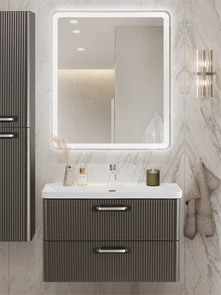 {{photo.Alt || photo.Description || 'Тумба с раковиной подвесная BelBagno DUE 80 Оружейная сталь, ручки - Хром полированный'}}
