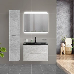{{photo.Alt || photo.Description || 'Тумба с раковиной подвесная BelBagno ACQUA 100 Cemento Verona Grigio, раковина чёрная'}}