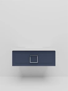 Тумба под раковину LA FENICE Cubo Blu Grigio, FNC-01-CUB-BG-100, синяя 100 FNC-01-CUB-BG-100