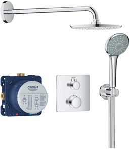 {{photo.Alt || photo.Description || 'Grohtherm Набор для комплектации душа: встраиваемый термостат с переключателем верхний-ручной душ, квадратная розетка, верхний душ RSH'}}