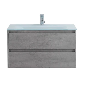 {{photo.Alt || photo.Description || 'Тумба со стеклянной раковиной подвесная BelBagno KRAFT 90 Cemento Grigio, раковина белая'}}