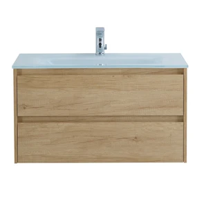 {{photo.Alt || photo.Description || 'Тумба со стеклянной раковиной подвесная BelBagno KRAFT 100 Rovere Nebrasca Nature, раковина белая'}}
