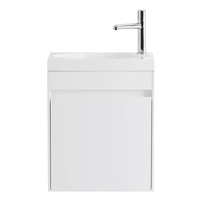 {{photo.Alt || photo.Description || 'Тумба с раковиной подвесная с дверкой BelBagno PIETRA MINI 46-L Bianco Lucido, раковина белая'}}