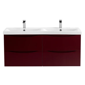 {{photo.Alt || photo.Description || 'Тумба с раковиной на две чаши четырьмя ящиками подвесная BelBagno MARINO-CER 120 Bordo Lucido, раковина белая'}}