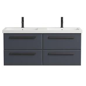 {{photo.Alt || photo.Description || 'Тумба с двойной раковиной и четырьмя  ящиками  подвесная CEZARES ECO 120 Grafito, раковина белая'}}