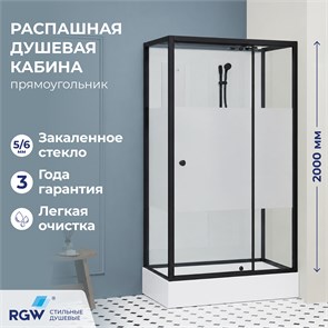 {{photo.Alt || photo.Description || 'Душевая кабина прямоугольная, распашная дверь, стеклянная, профиль чёрный - RGW AN-207B (900x1000, Черный)'}}