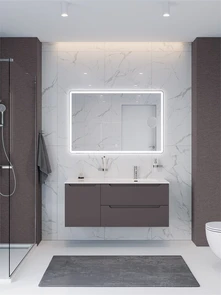 {{photo.Alt || photo.Description || 'Тумба с раковиной подвесная с двумя ящиками и одной дверцей BelBagno ЭТНА (ETNA) 120 Темно-Серый Матовый правая, раковина BB1200ETL-R'}}