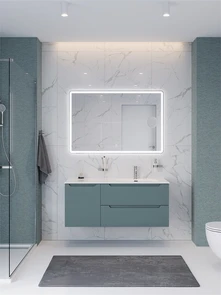 {{photo.Alt || photo.Description || 'Тумба с раковиной подвесная с двумя ящиками и одной дверцей BelBagno ЭТНА (ETNA) 120 Голубой Матовый правая, раковина BB1200ETL-R'}}